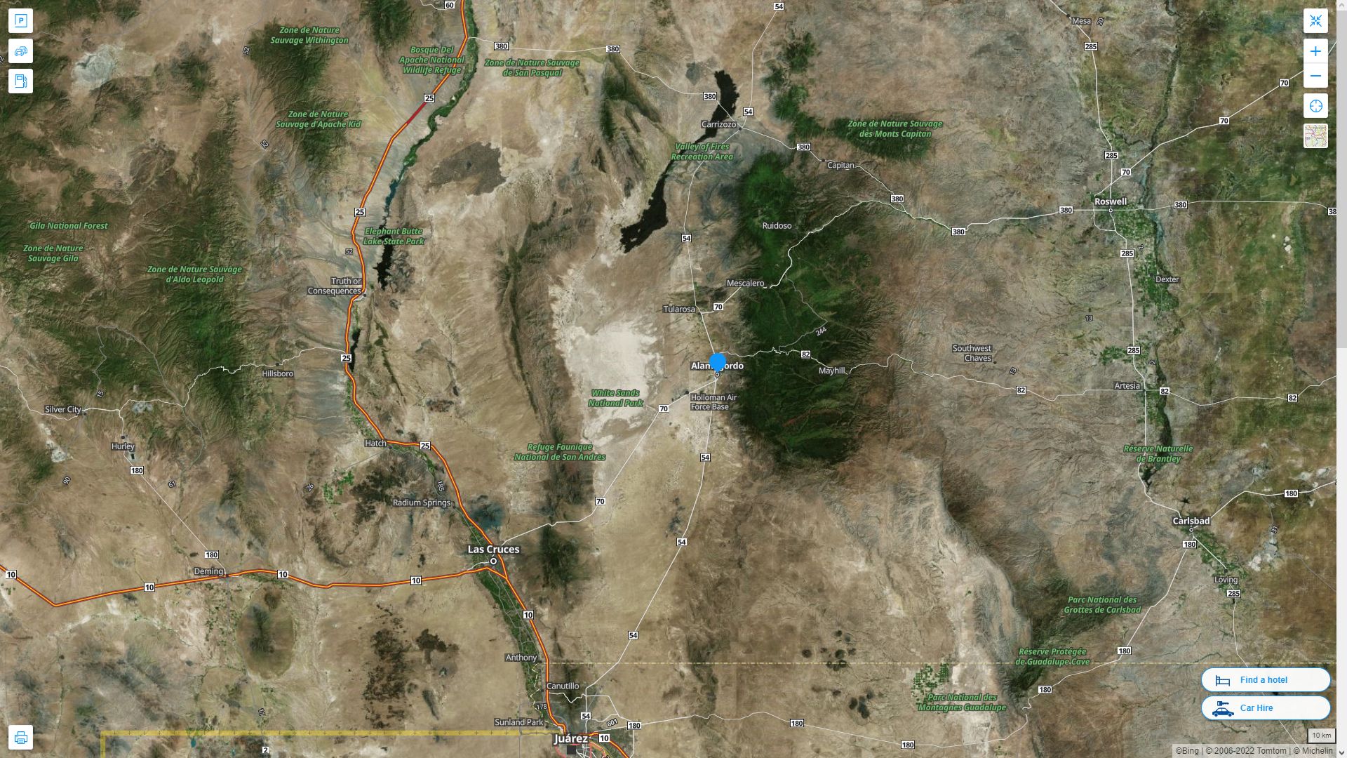 Alamogordo New Mexico Highway and Road Map with Satellite View